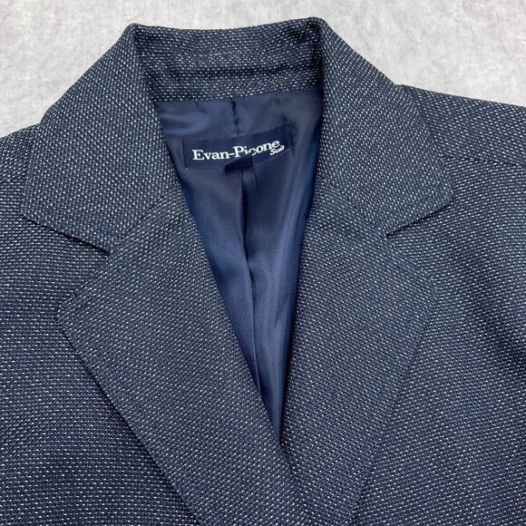 Evan Picone Blazer Women 10 Blue White Fleck Belt Suit Jacket VTG - Picture 2 of 10